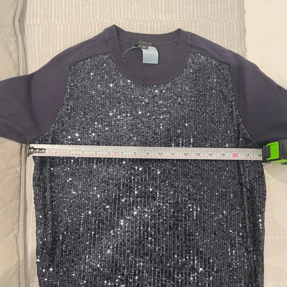 NWT Ann Taylor Women's Sequin Short Sleeve Sweater Navy Blue Size S Petite - Picture 15 of 16